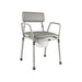 shows the essex height adjustable stacking commode chair