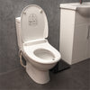 shows the e'loo toilet seat with bidet cleaning, with the lid open