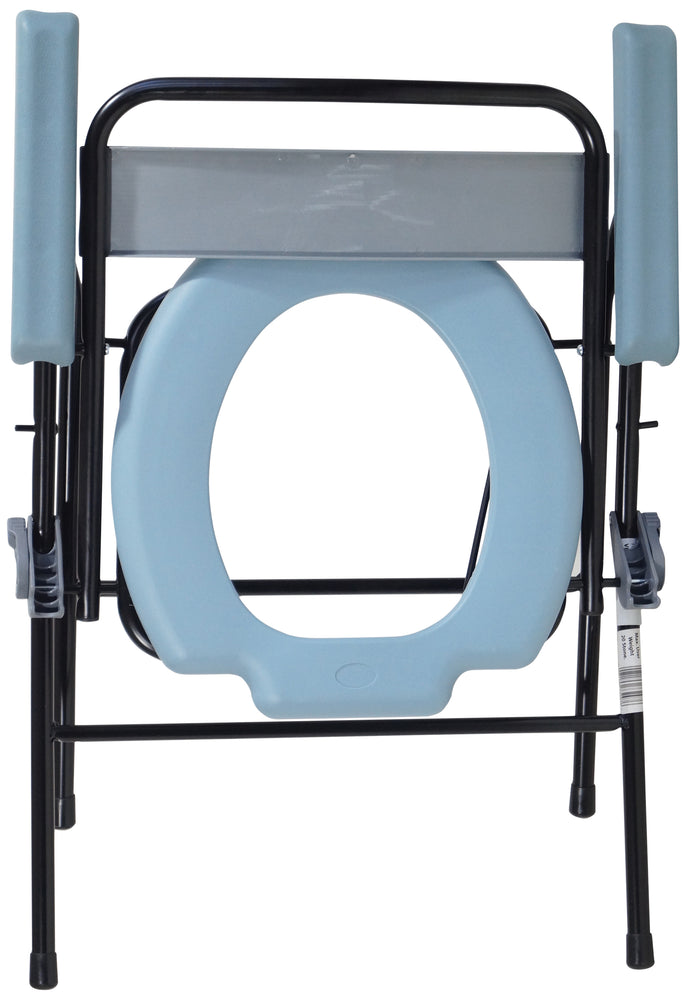 shows a top view of the folding commode chair