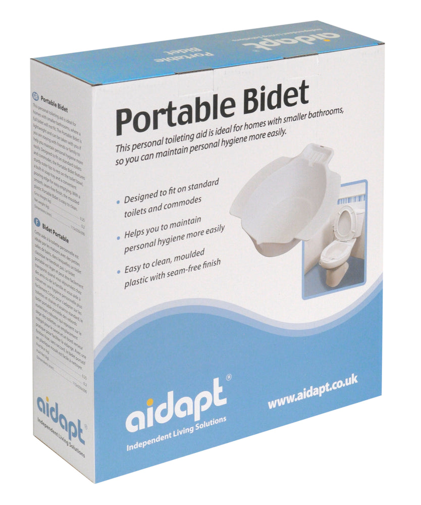 shows the portable bidet bowl in its box