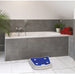 shows the stackable bath step next to a bath