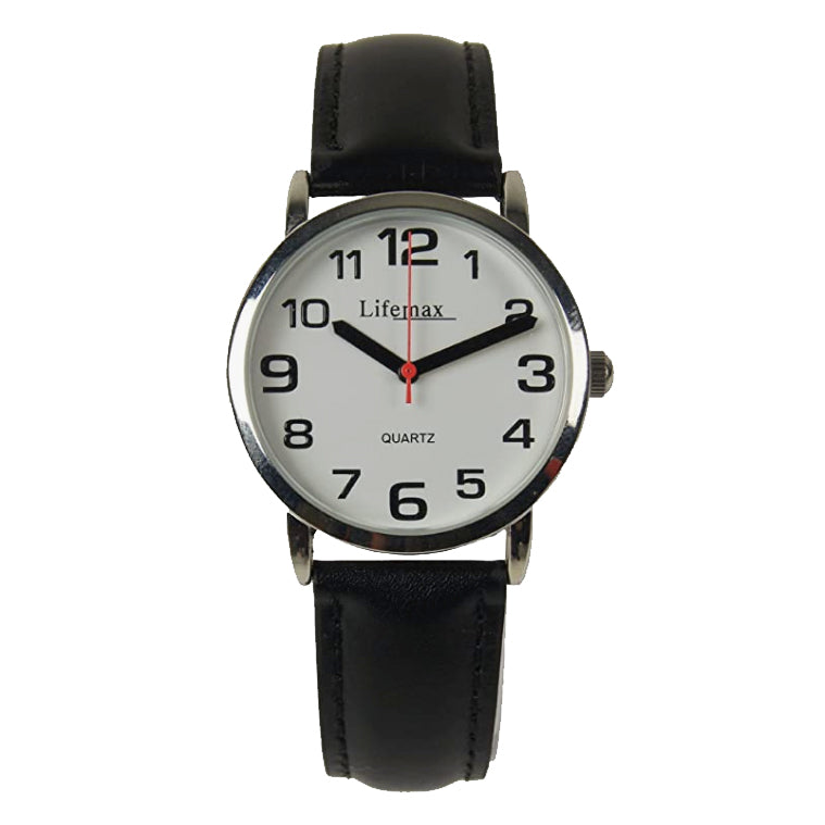 A close up of the Lifemax Clear Time Watch