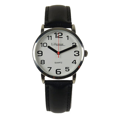 A close up of the Lifemax Clear Time Watch