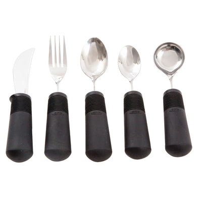 shows a full set of Good Grips Weighted Cutlery