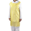 shows a person wearing a disposable yellow apron