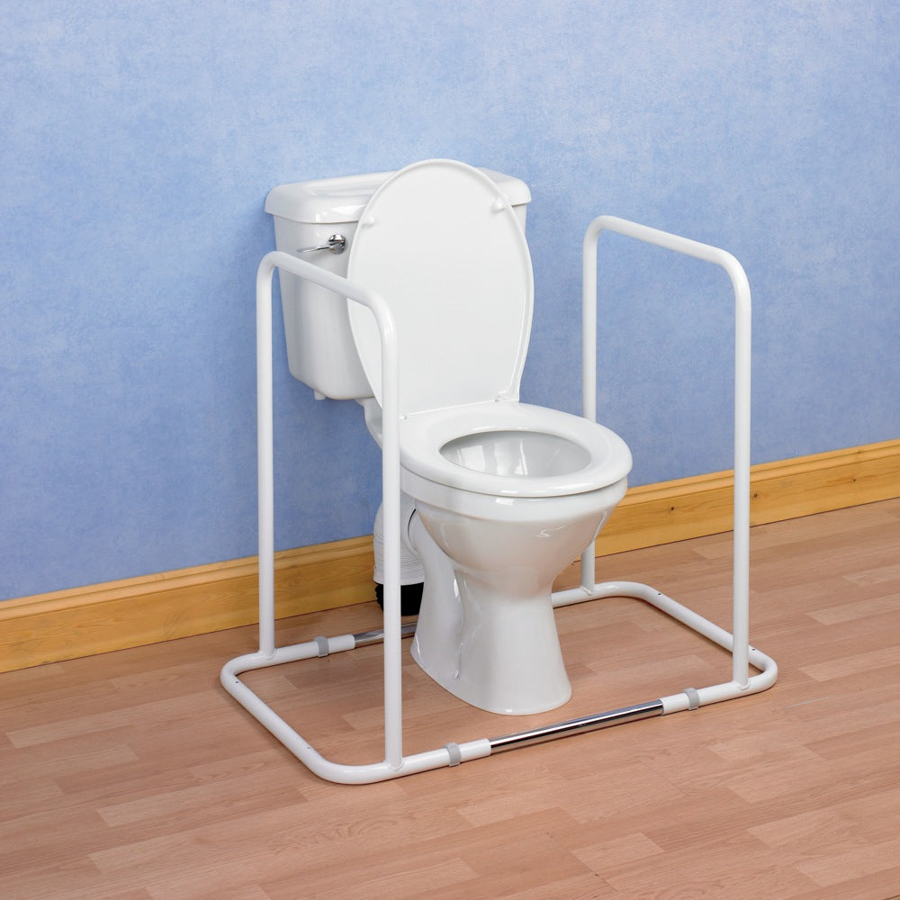 shows the homecraft surrey full toilet surround rail, surrounding a toilet.