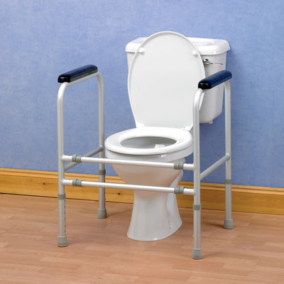 shows the homecraft aluminium adjustable toilet surround rail