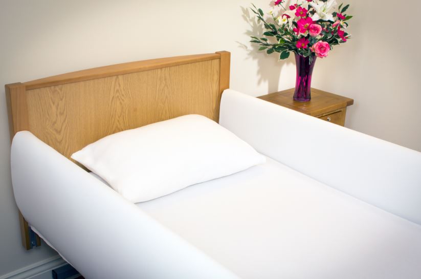 shows a close up of the mrsa resistant bed rail protectors