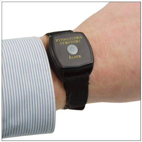 Low Blood Sugar Wrist Worn Alarm – Hypoglycaemia Monitor being worn