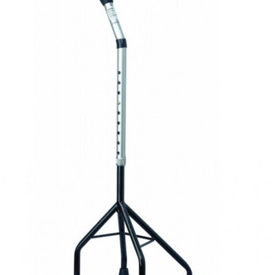 shows the adjustable quad cane in silver and black