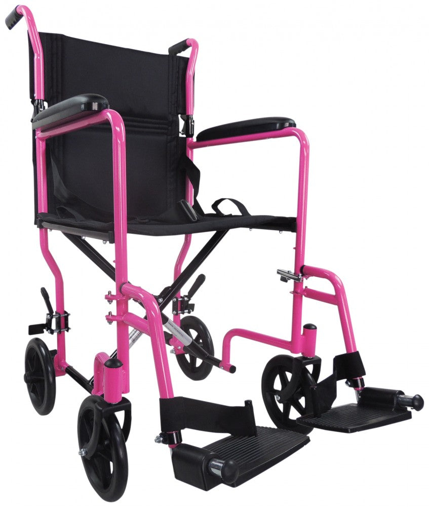 Aluminium-Compact-Transport-Wheelchair Pink