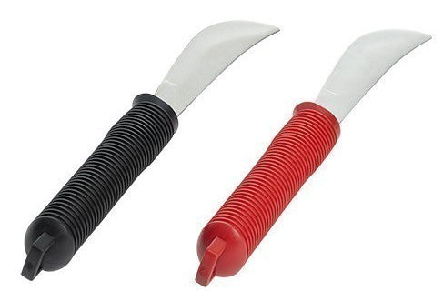 shows the bendable rocker knife in red and black