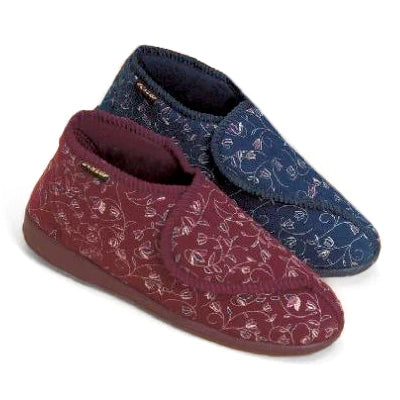 A purple and a blue Dunlop Betsy Bootie Slipper