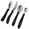 shows the Caring Cutlery Utensil Set with Black Handles
