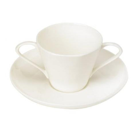 The Bone-China Two Handled Cup & Saucer