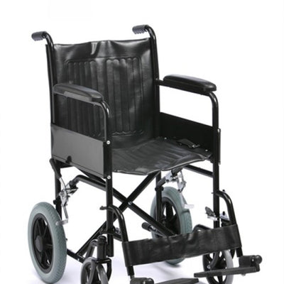 Budget-Steel-Transit-Wheelchair-with-Solid-Tyres Budget Steel Transit Wheelchair with Solid Tyres