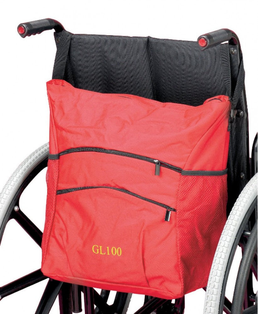 shows the red coloured wheelchair carry bag