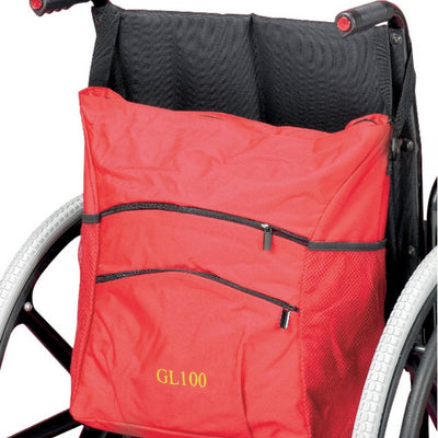 shows the red coloured wheelchair carry bag