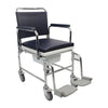 the image shows a diagonal view of the homecraft adjustable height mobile commode