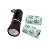 shows the Crufts Dog Walking Torch and two rolls of dog poop scoop bags outside of the dispenser