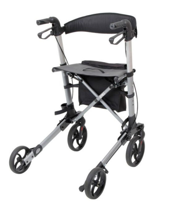 A rear view of the Deluxe Lightweight Rollator/Walker