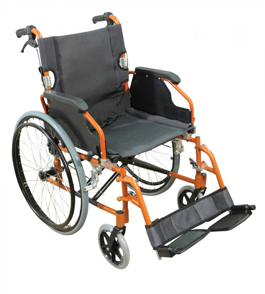 Deluxe-Lightweight-Self-Propelled-Aluminium-Wheelchair Orange