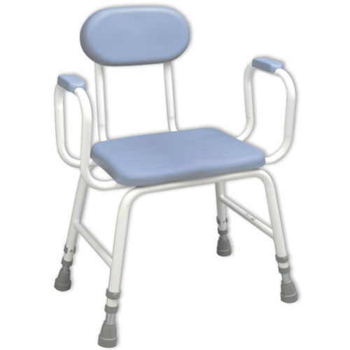image shows blue and white extra low perching stool