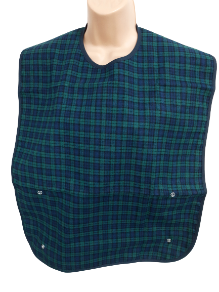 The green and blue check homecraft economy bib
