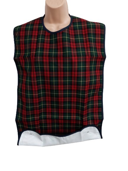 The green and red tartan homecraft economy bib