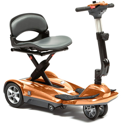 the image shows the dual wheel auto fold scooter in copper