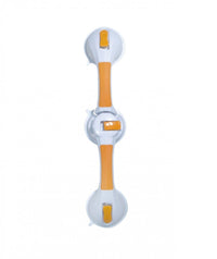 shows white and gold Dual Rotating Suction Cup Grab Bar with Indicator against a white background