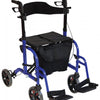 shows the duo deluxe rollator and transit chair in blue