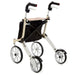 A rear view of the Silver and Beige Let's Go Out Rollator/Walker