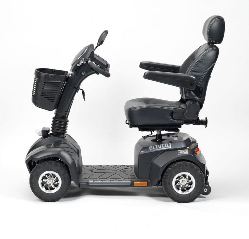 the image shows a side view of the envoy 8+ mobility scooter