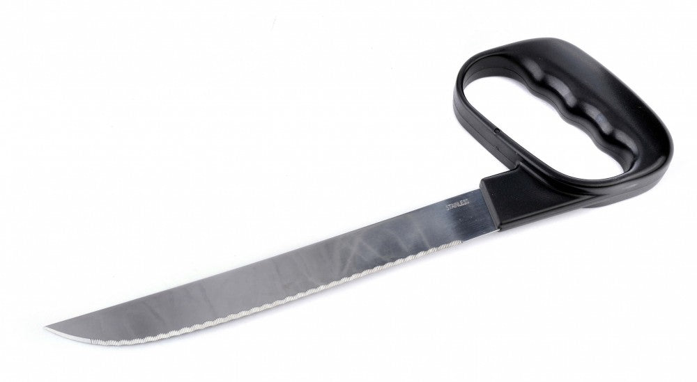 the image shows the ergonomic angled slicing knife