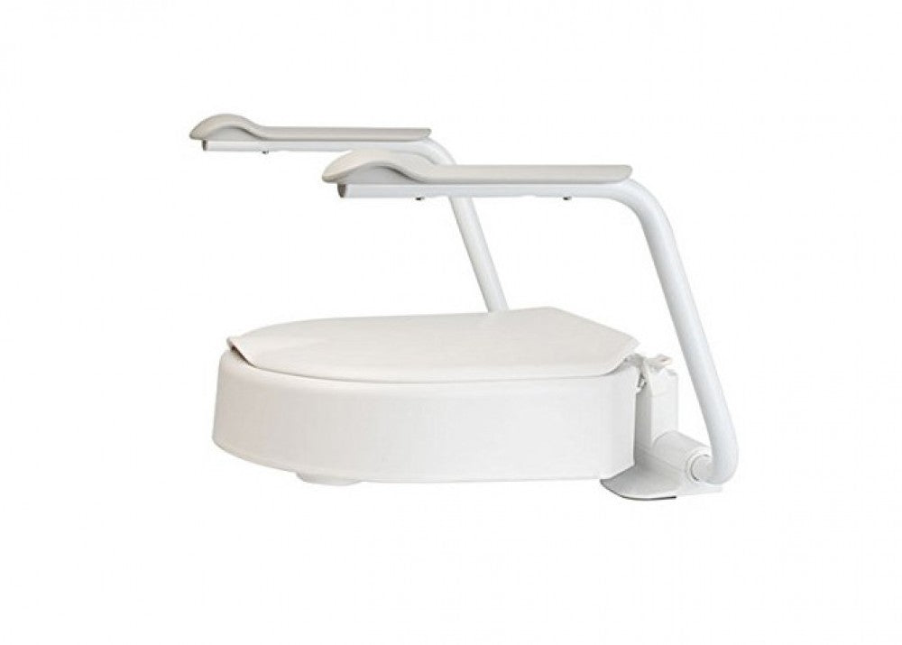 shows the Etac Hi-Loo Raised Toilet Seat With Arms