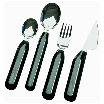 the four types of etac cutlery; teaspoon, table spoon, fork, and knif