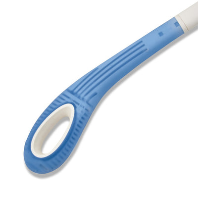 The image shows a close up of the handle on an Etac Long Handled Hair Washer