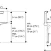 A diagram showing the measurements of the Etac Relax Shower seat