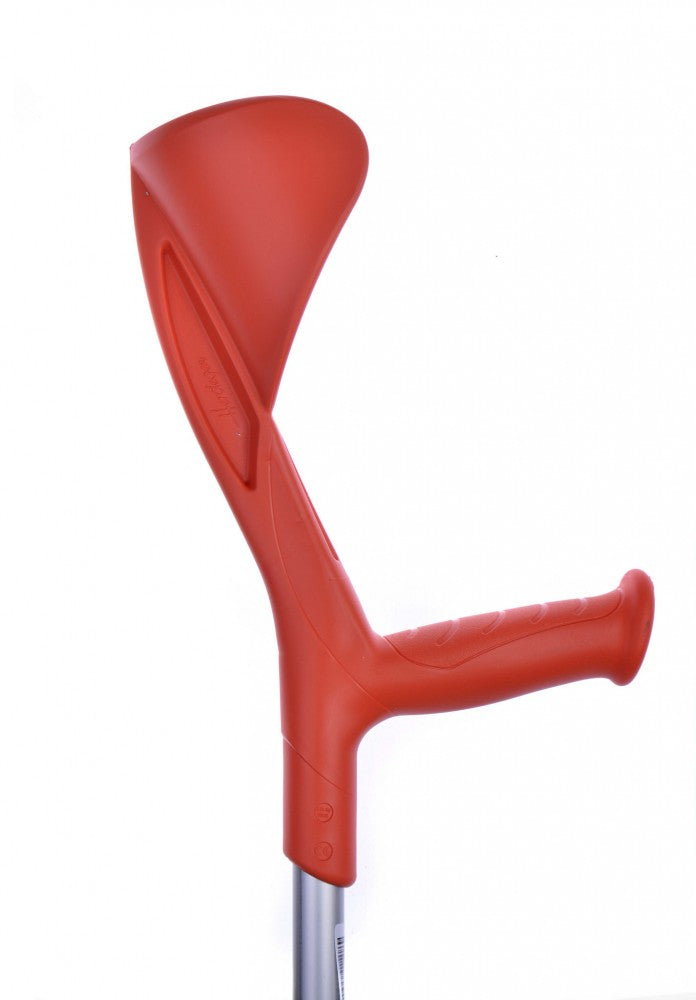 the image shows the orange evolution elbow crutch