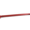 an underside view of the red fluted plastic grab rail
