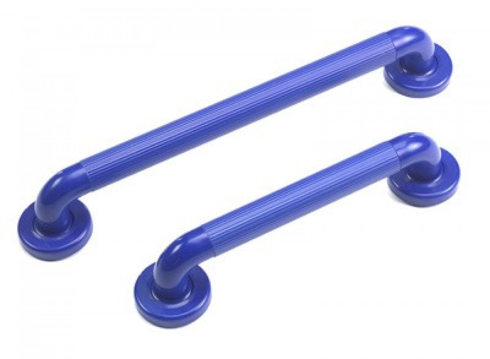 Two sizes of the blue fluted plastic grab rail