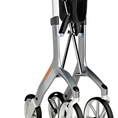 shows a folded lets fly rollator in graphite grey