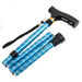The image shows the folding cane with strap in 'blue twist'