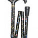 the image shows the dark floral folding elite adjustable height patterned walking stick