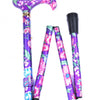 the image shows the bright floral designed folding elite adjustable height walking stick