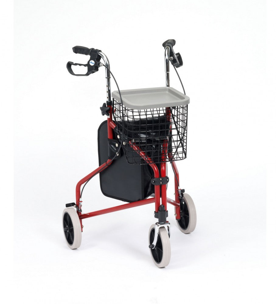 Folding Steel Three Wheel/Tri-Walker with Handy Bag, Basket & Tray ...