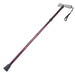 shows an extended folding walking stick with gel grip handle with folding stick clip