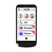 Swissvoice G50 interface, featuring buttons to Call, Message and view Pictures. Circular images of contacts appear above