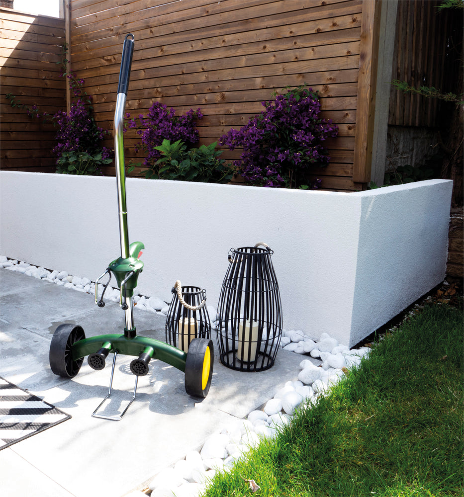 Wheeled Plant Pot Trolley outside